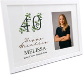 Personalised 40th Birthday Green Leaf Design Gift Photo Frame
